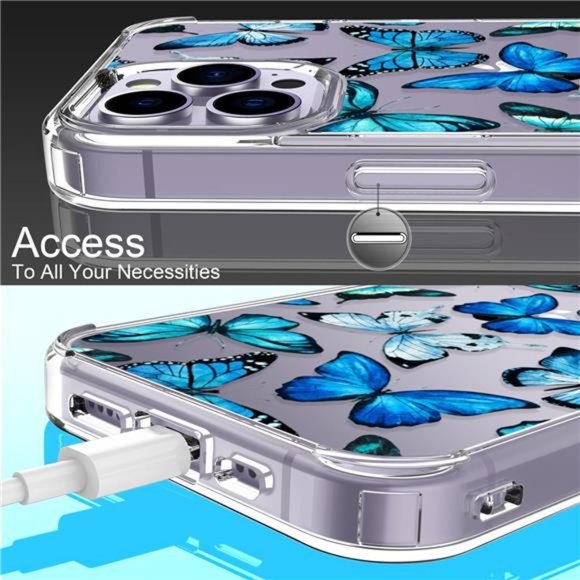 For iPhone 14 Pro Max 6.7" Case with Screen Protector, Butterflies Cute Design - Picture 3 of 12